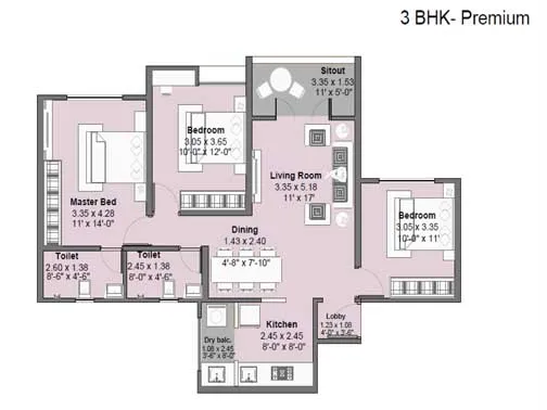 3bhk premium unit plan